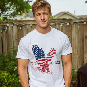 Camiseta Águila Americana Patriótica Feliz 250 Aniversario