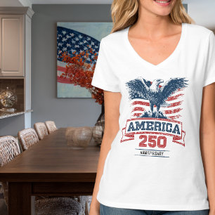 Camiseta Águila Americana Patriótica Feliz 250 Aniversario
