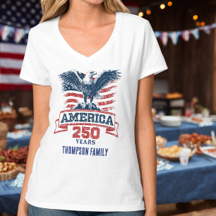 Camiseta Águila Americana Patriótica Feliz 250 Aniversario