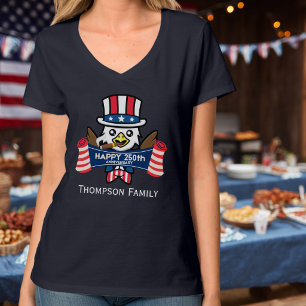 Camiseta Águila Americana Patriótica Feliz 250 Aniversario