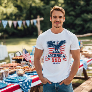Camiseta Águila Americana Patriótica Feliz 250 Aniversario