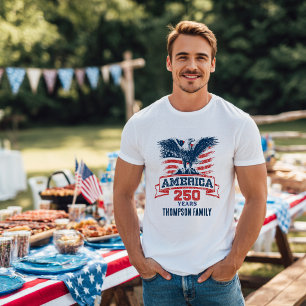 Camiseta Águila Americana Patriótica Feliz 250 Aniversario