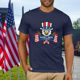 Camiseta Águila Americana Patriótica Feliz 250 Aniversario