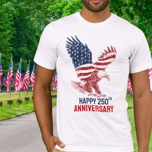 Camiseta Águila Americana Patriótica Feliz 250 Aniversario