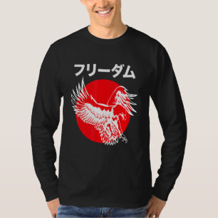 Camiseta Águila atacando al kanji japonés escribiendo sobre