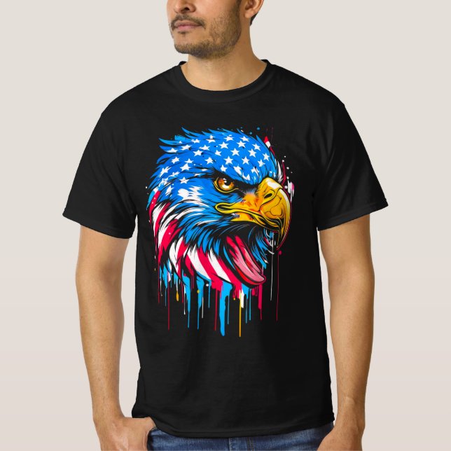 Camiseta Águila Bandera Patriótica Americana (Anverso)
