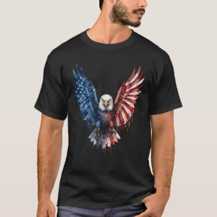 Camiseta Aguila calva acuarela patriótica bandera americana