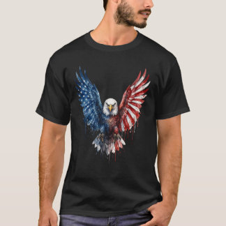 Camiseta Aguila calva acuarela patriótica bandera americana
