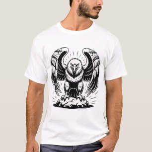 Camiseta Águila Calva Alas Extendidas Gráfico Ave Majestuos
