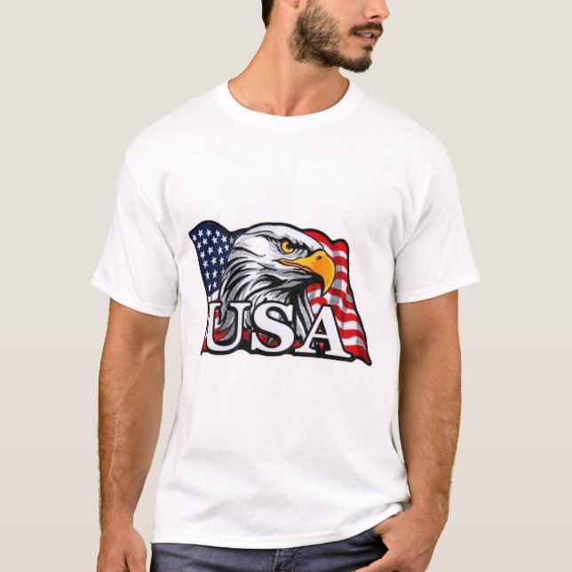 Camiseta Águila calva americana con bandera de Estados Unid (Anverso)