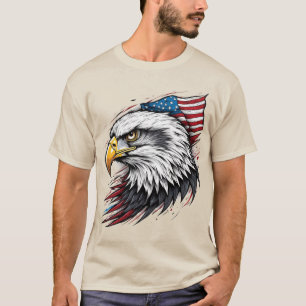 Camiseta Águila calva con bandera americana: arte detallado