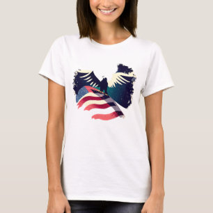 Camiseta Águila calva de bandera americana Grungy