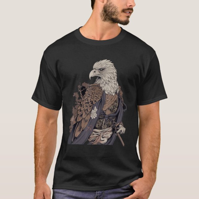 Camiseta Águila calva de Samurai japonesa vintage (Anverso)