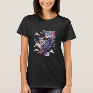 Camiseta Águila calva divertida del 4 de julio gato patriót