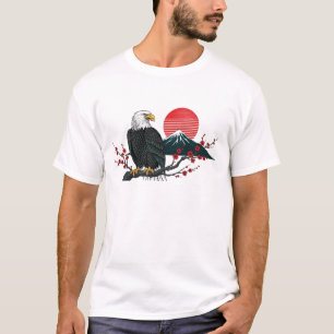 Camiseta  Águila calva en flor de cerezo con Monte Fuji  