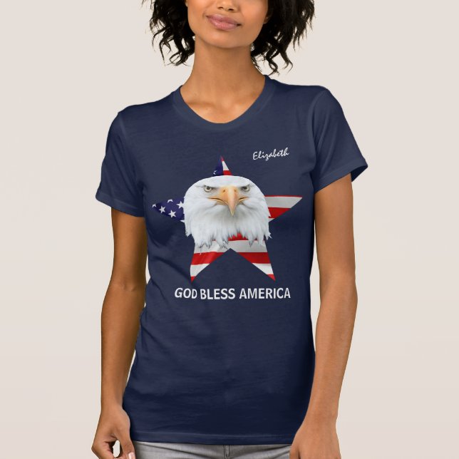 Camiseta Águila calva, estrella, elegante personalizable de (Anverso)