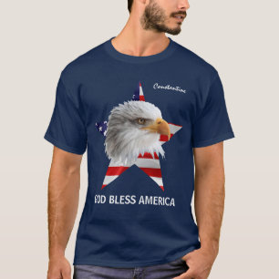 Camiseta Águila calva, estrella, personalizable de bandera 