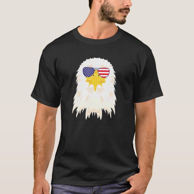 Camiseta Águila Calva Guay Con Bandera Estadounidense Gafas (Anverso)