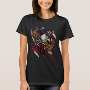 Camiseta Águila calva muscular bandera americana bicicleta