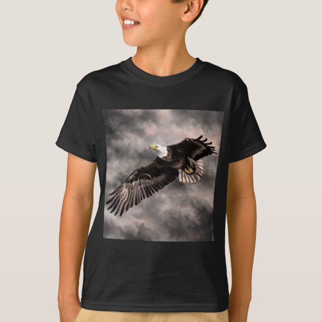 Camiseta Águila calva norteamericana volando en nubes de to (Anverso)