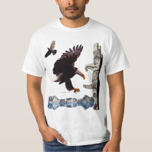 Camiseta Águila calva, Tótem Pole, Raven y Montaña