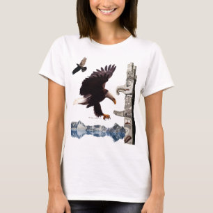 Camiseta Águila calva, Tótem Pole, Raven y Montaña