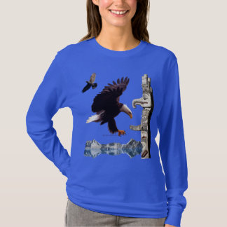 Camiseta Águila calva, Tótem Pole, Raven y Montaña