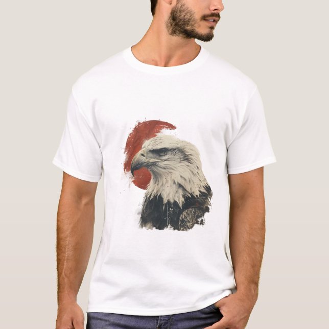 Camiseta Águila calva Ukiyo-e, Zenga y arte animal japonés (Anverso)