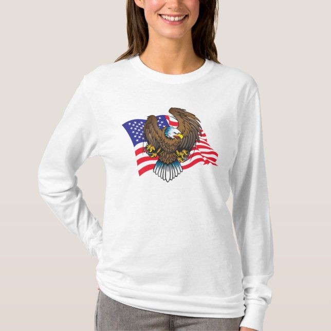 Camiseta Águila calva y bandera (Anverso)