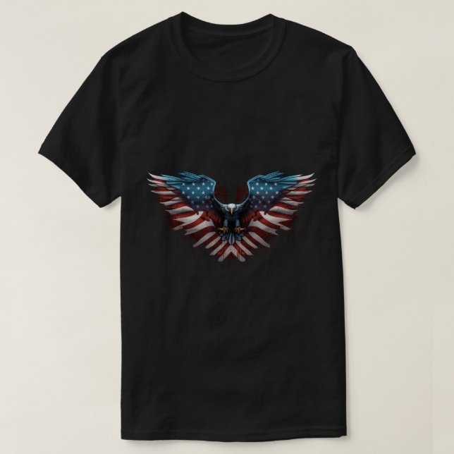 Camiseta águila con bandera estadounidense (Diseño del anverso)