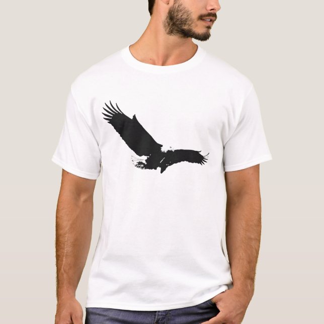 Camiseta Águila de aterrizaje negra y blanca (Anverso)