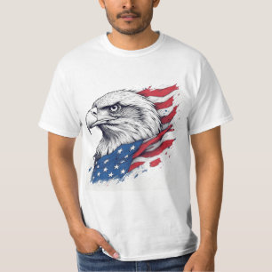 Camiseta Águila de estilo de tatuaje con bandera – Diseño a