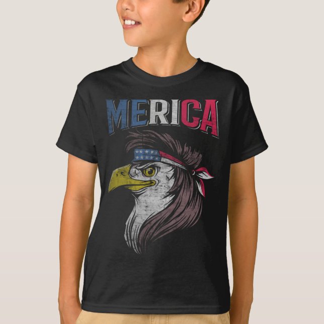 Camiseta Águila de Mullet Bandera Americana Estados Unidos  (Anverso)