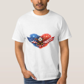 Camiseta Águila del corazón con fuegos artificiales patriót