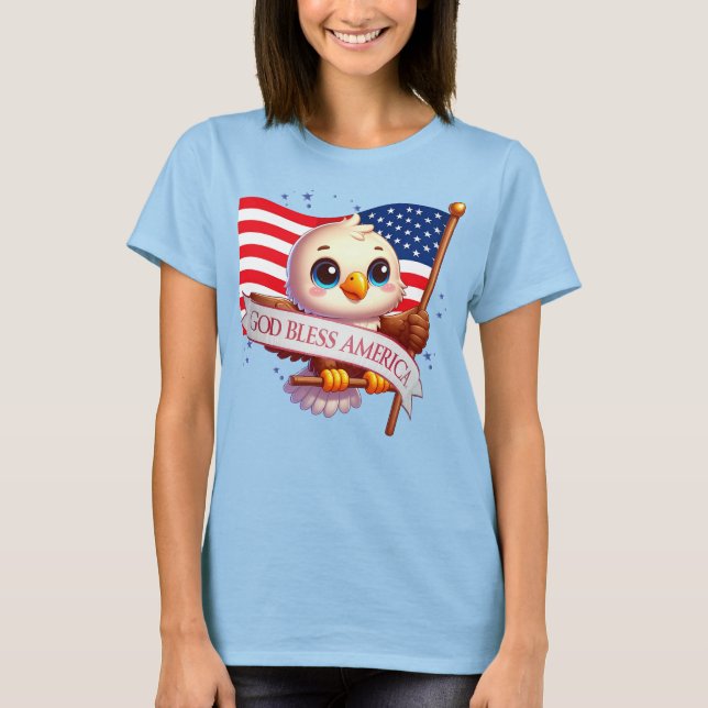 Camiseta Águila Dios bendiga a Estados Unidos Bandera Patri (Anverso)