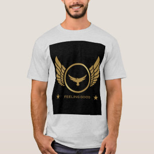 Camiseta Águila Dorada con Imagen de Alas Texto Sintiendo B