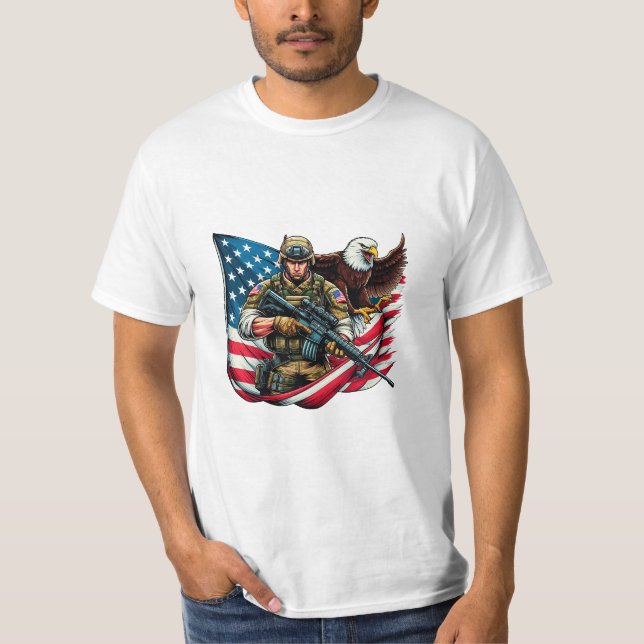 Camiseta Águila estadounidense de soldados Eagle Bandera de (Anverso)