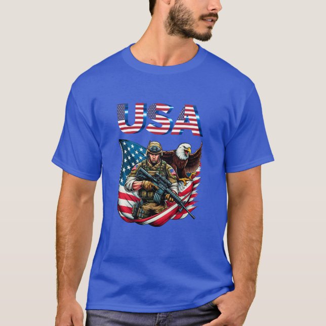 Camiseta Águila estadounidense de soldados Eagle Bandera de (Anverso)