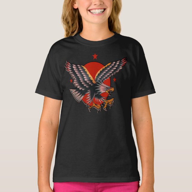 Camiseta águila estadounidense tradicional tatuada, águila  (Anverso)