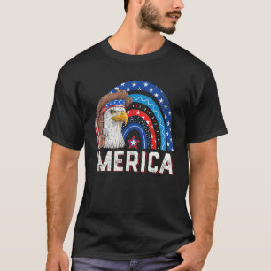 Camiseta Águila Mullet 4 De Julio Arcoíris Usa Bandera Amer