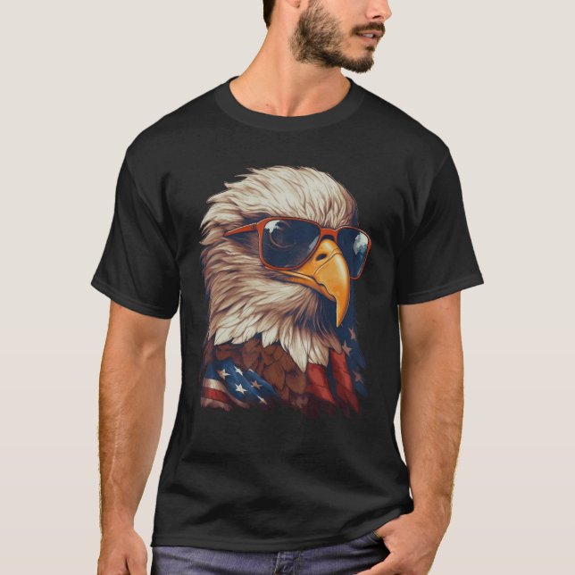 Camiseta Águila Orgullosa Patriótica Bandera Estadounidense (Anverso)