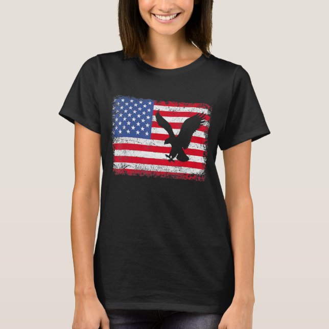Camiseta Águila Patriótica 4 De Julio Bandera Estadounidens (Anverso)