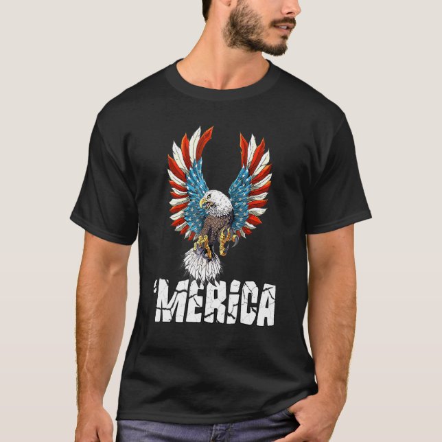 Camiseta Águila Patriótica 4 De Julio Hombres De Bandera Es (Anverso)