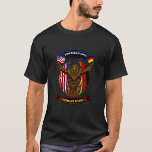 Camiseta Águila Patriótica Alemana Estadounidense Banderas 