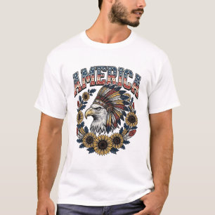 Camiseta Águila Patriótica América Girasol Vintage
