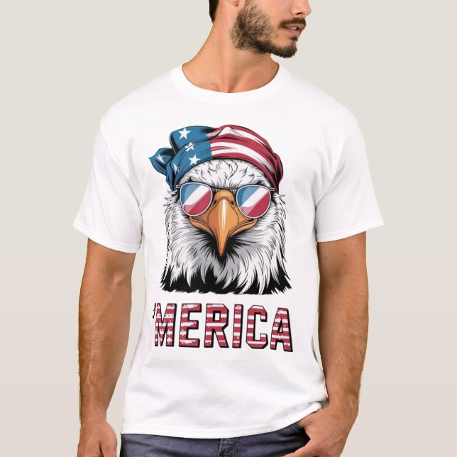 Camiseta Águila Patriótica Con Gafas De Sol Guay 'Merica (Anverso)