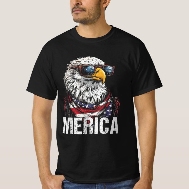 Camiseta Águila Patriótica de Merica Bald Eagle 4 de julio (Anverso)