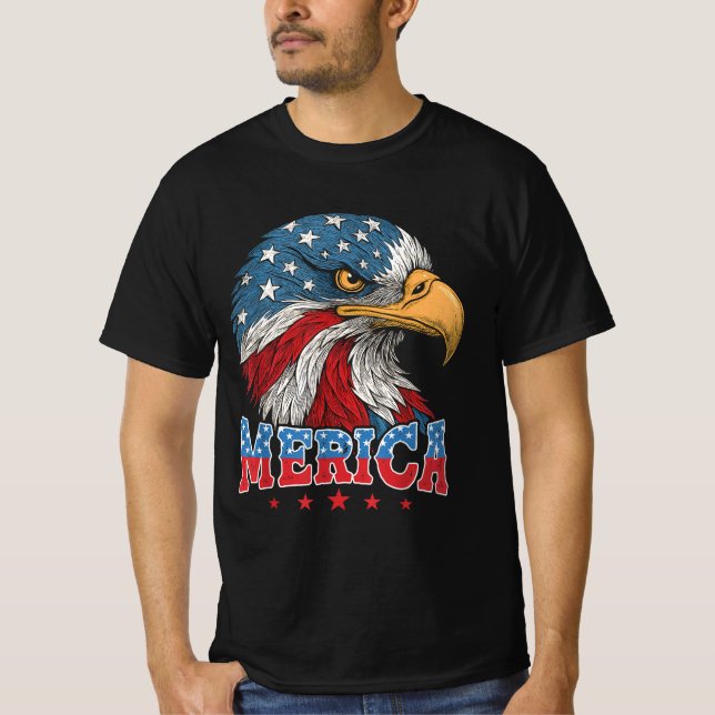 Camiseta Águila Patriótica de Merica Bald Eagle 4 de julio (Anverso)