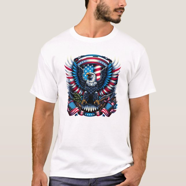 Camiseta Águila Patriótica Majestuosa 4 de julio (Anverso)
