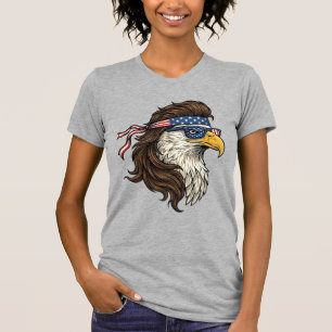 Camiseta Águila Patriótica Mullet Grabado Vintage Vector De